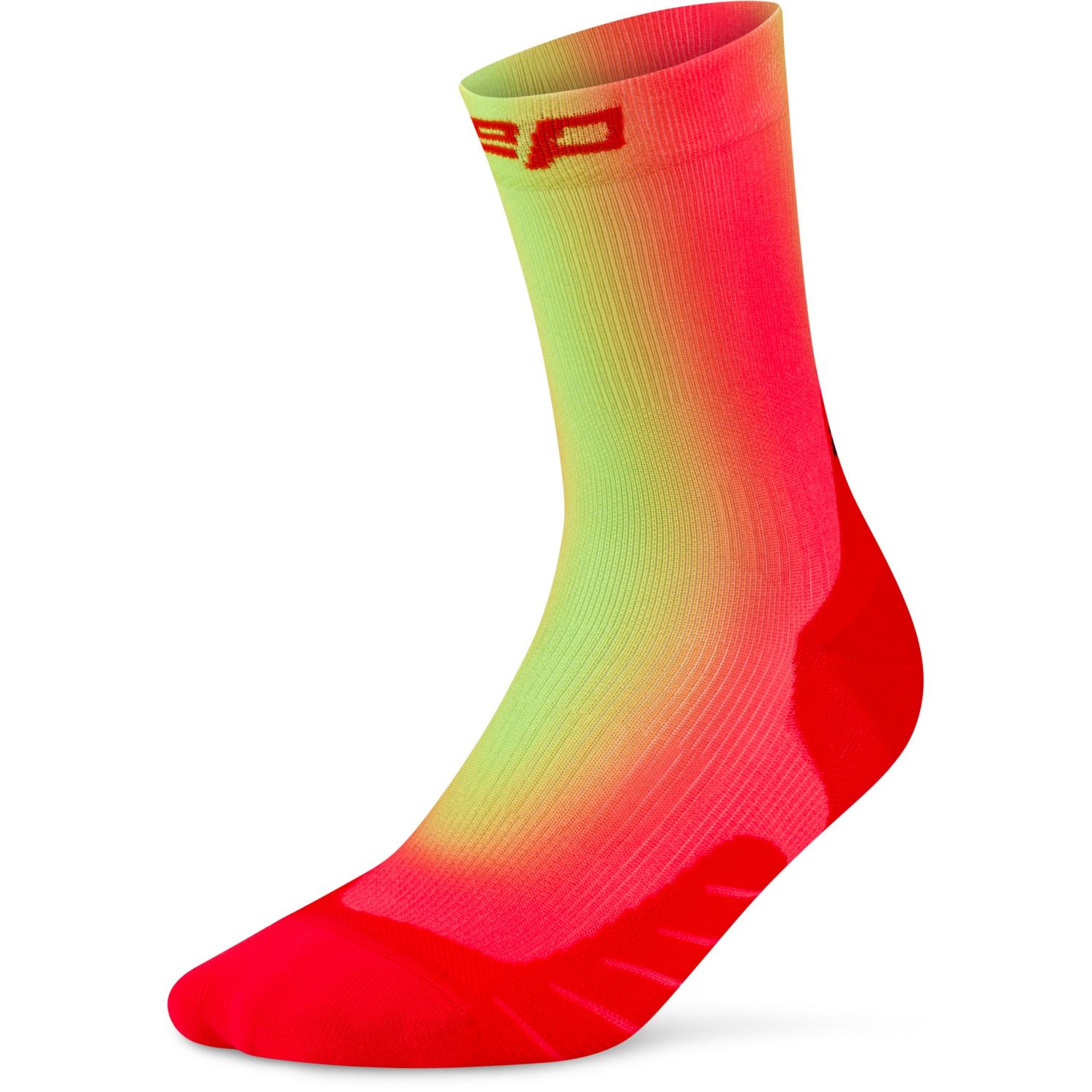CEP Core Run EDT. GRADIENT Socks Mid Cut 5.0, bežecké ponožky, pánske, červená/limetková
