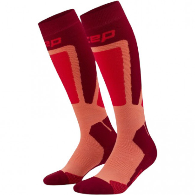 CEP Ski Thermo Socks Tall 4.0, meias de esqui, mulheres, vermelho