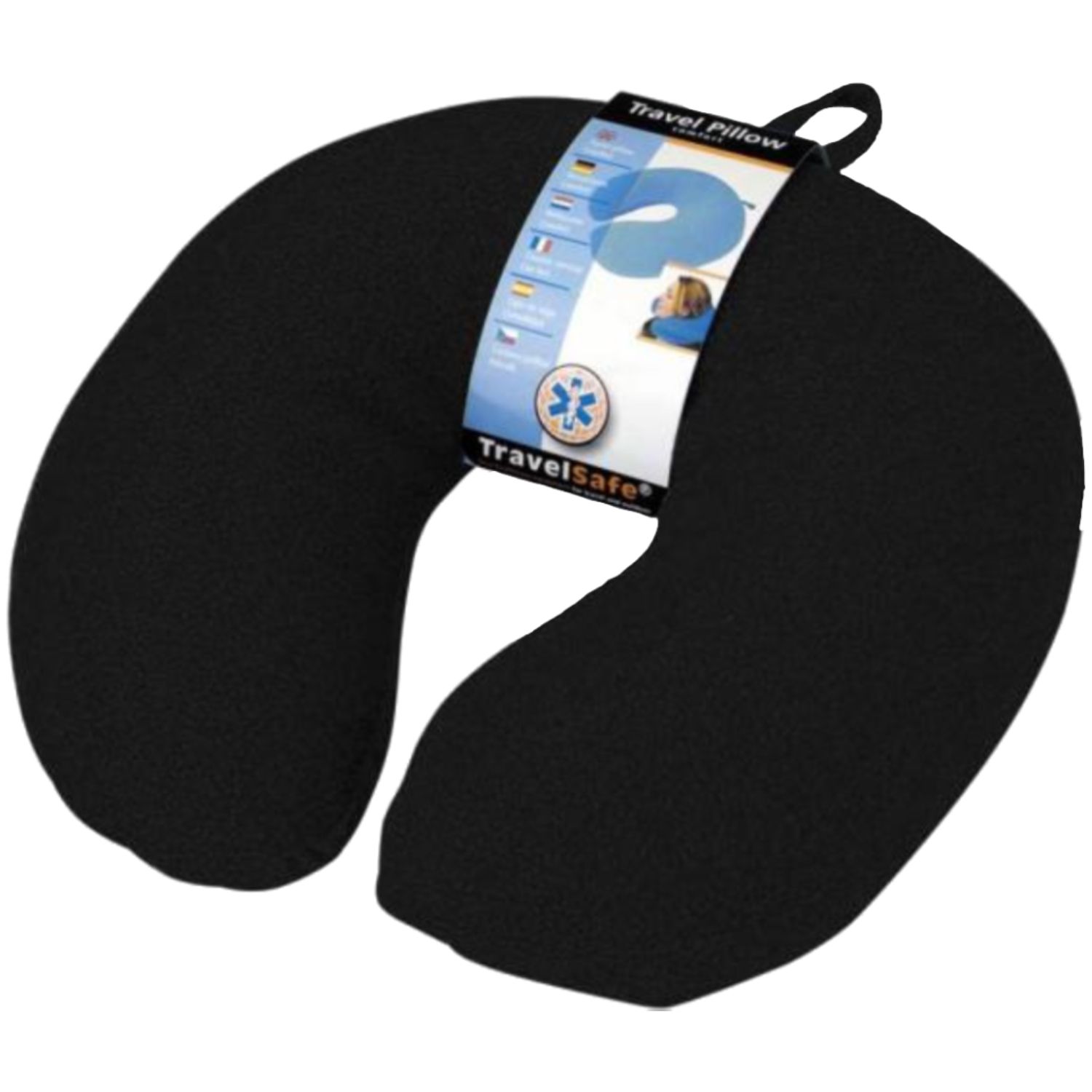 Cestovný vankúš TravelSafe, fleece/spandex, čierny