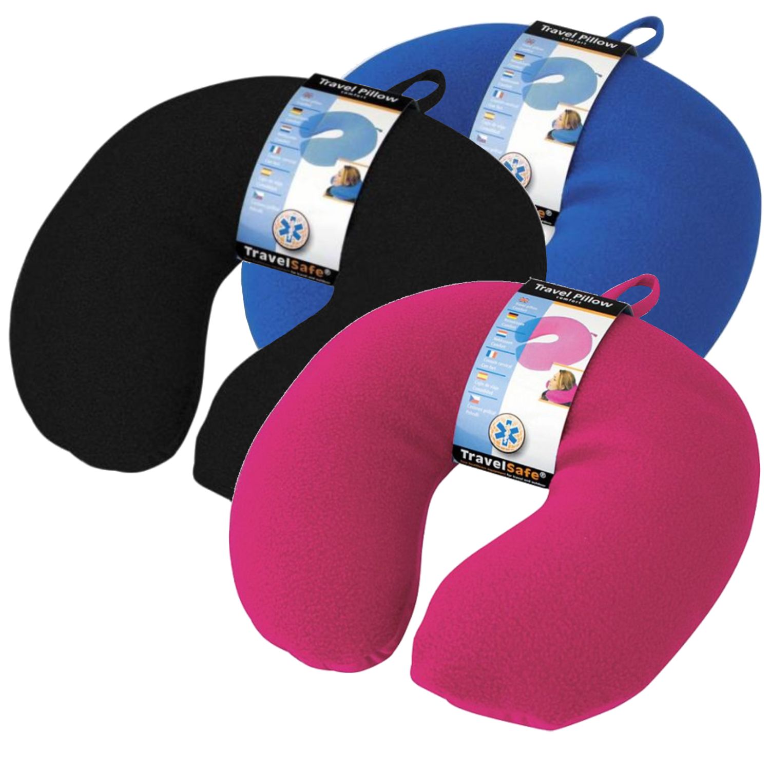Cestovný vankúš TravelSafe, fleece/spandex, čierny