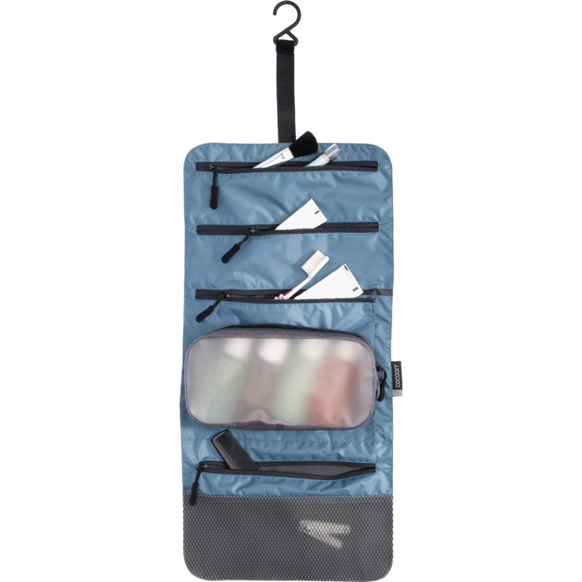 Cocoon Hanging Toiletry Kit Minimalist Light, toaletná taška, Phantom Black/Ash Blue