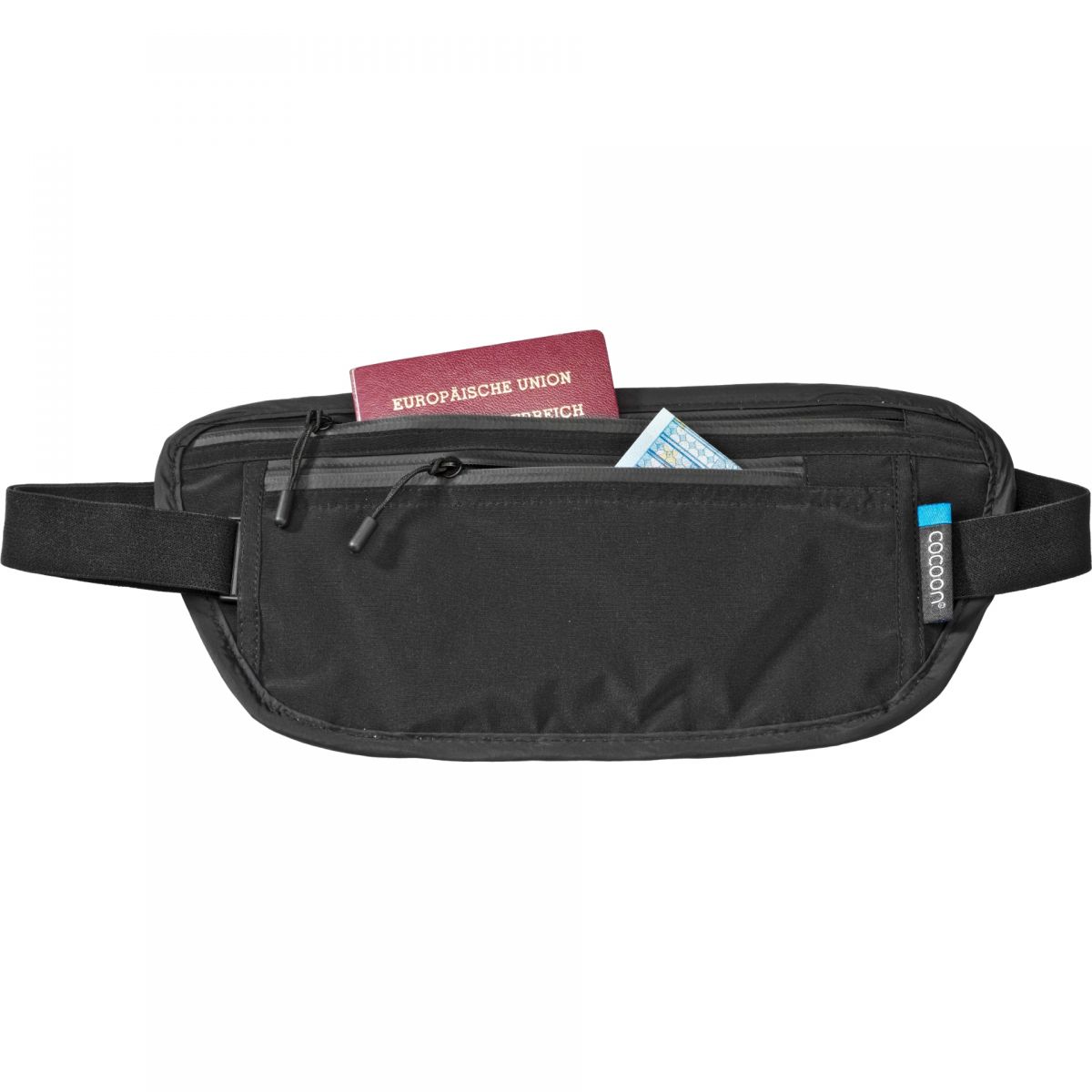 Cocoon Secret Waist Wallet / Silk,30x14 cm, pung, black
