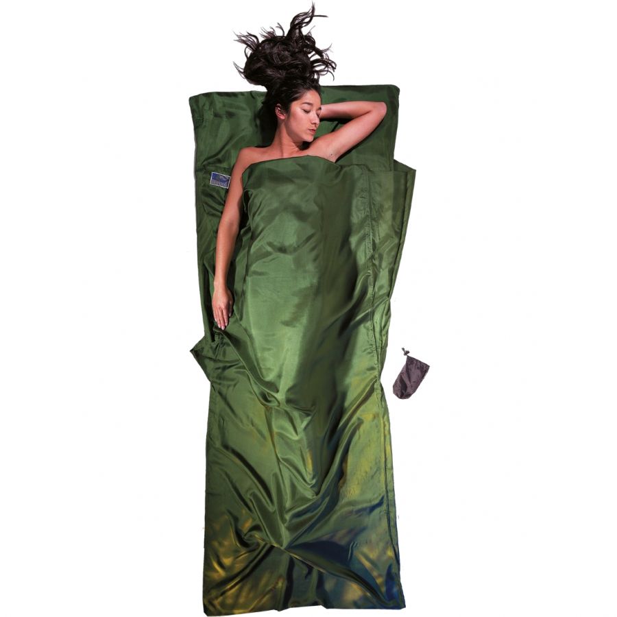 Cocoon TravelSheet,100% Silk, Sovepose, dark olive green