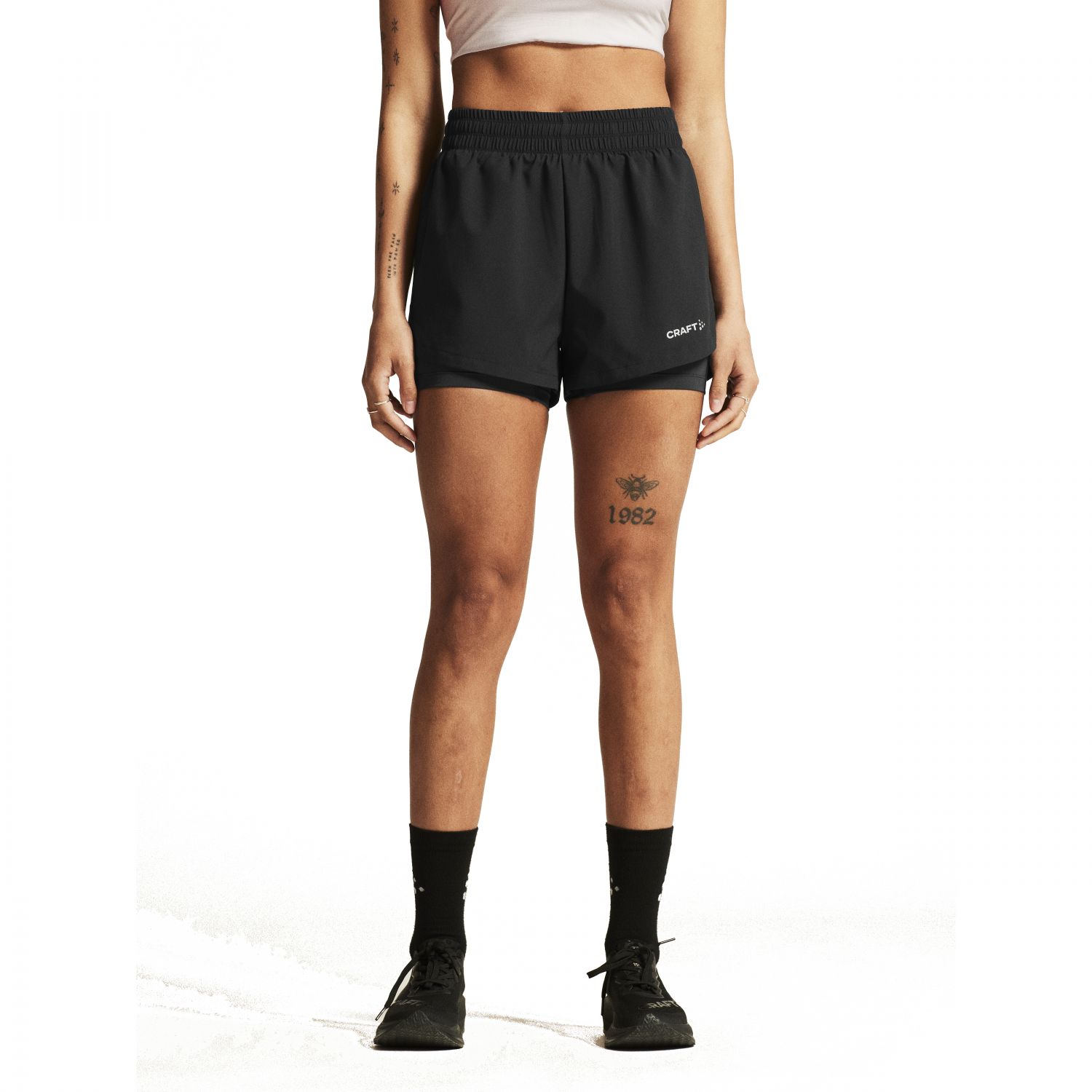 Craft ADV Essence 2, 2-in-1 shorts, dame, zwart