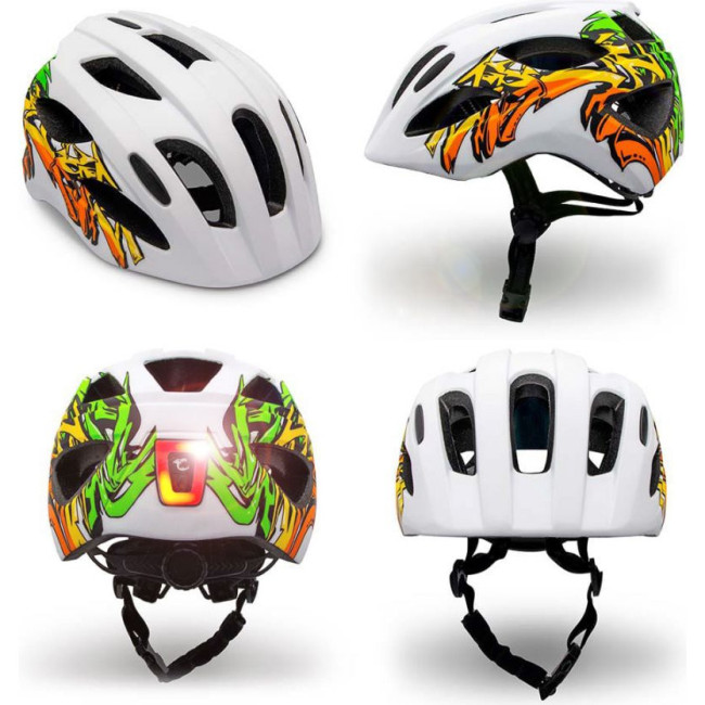 Crazy Safety Cool Grafitti, bike helmet, junior, white/orange