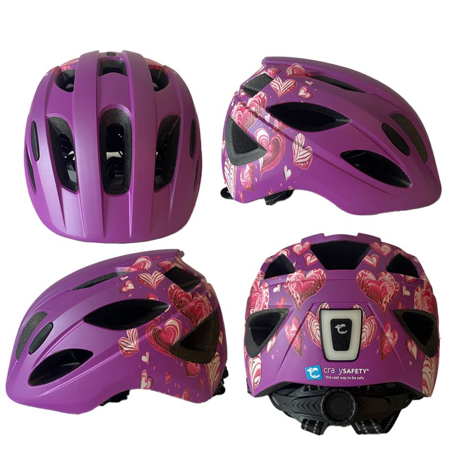 Crazy Safety Cool Heart, cască de bicicletă, junior, violet
