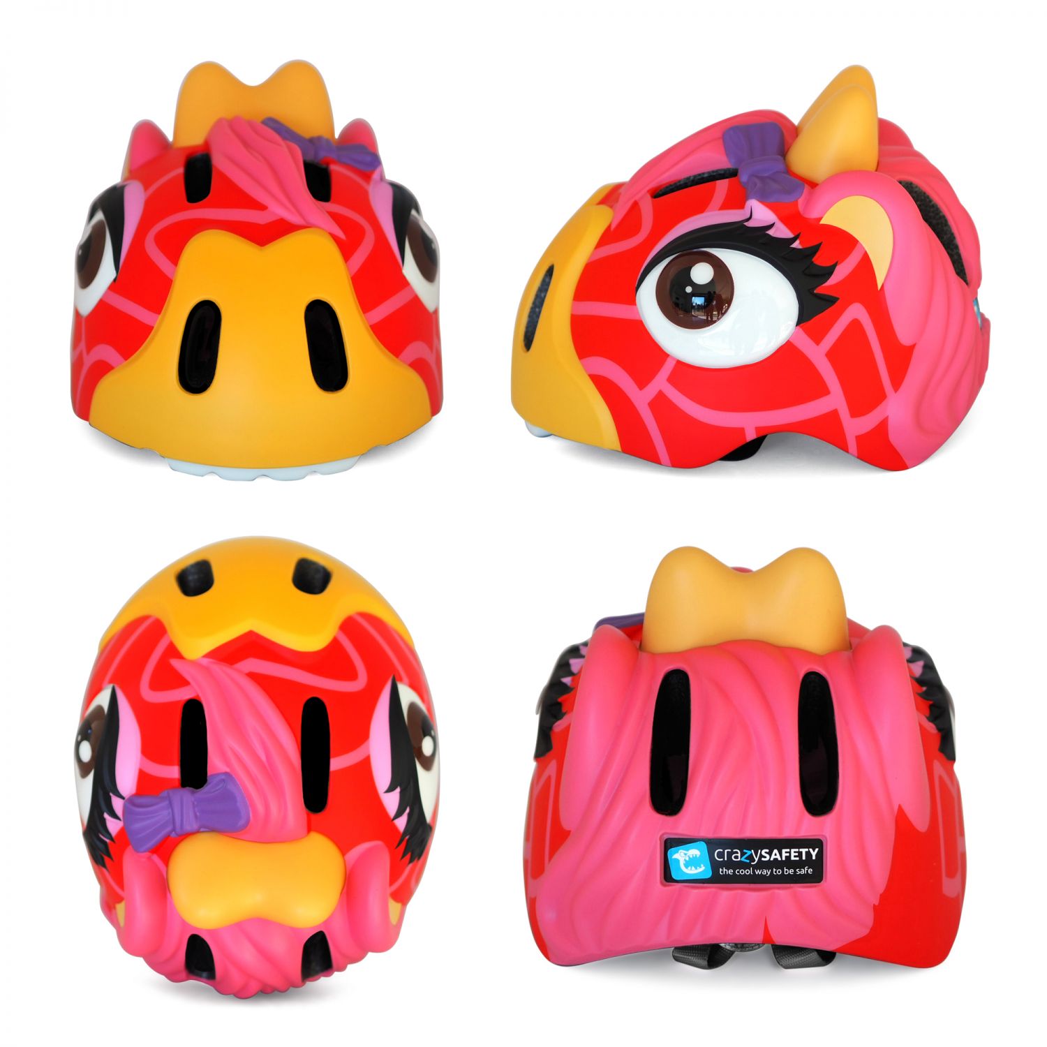 Crazy Safety Giraffe, capacete para bicicleta, júnior, vermelho