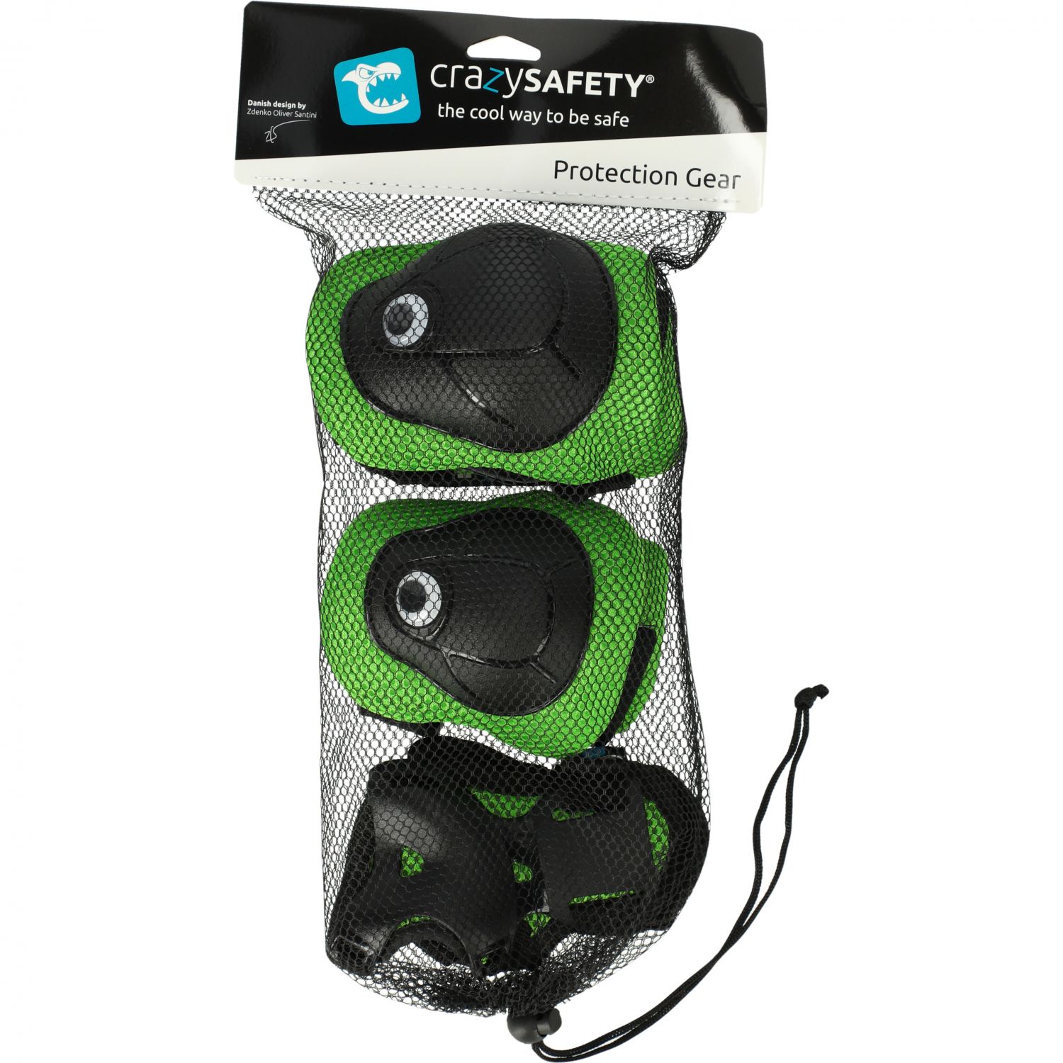 Crazy Safety, kit de proteção, júnior, verde