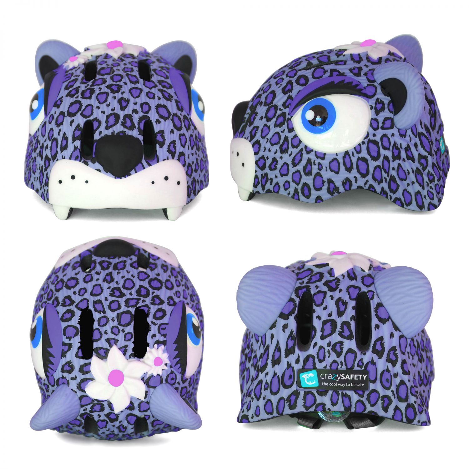 Crazy Safety Leopard, kask rowerowy, junior, fioletowy