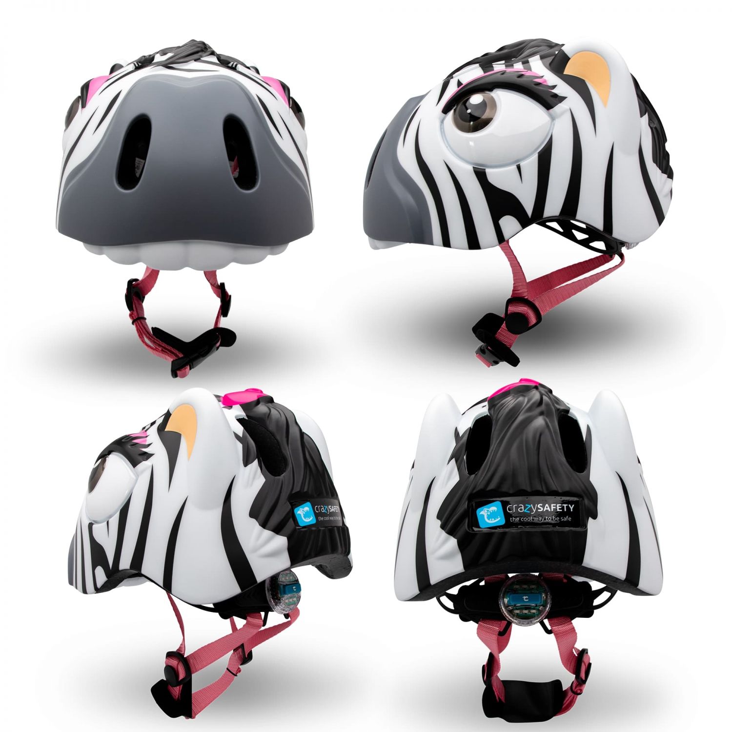 Crazy Safety Zebra, casco de bicicleta, junior, negro/blanco