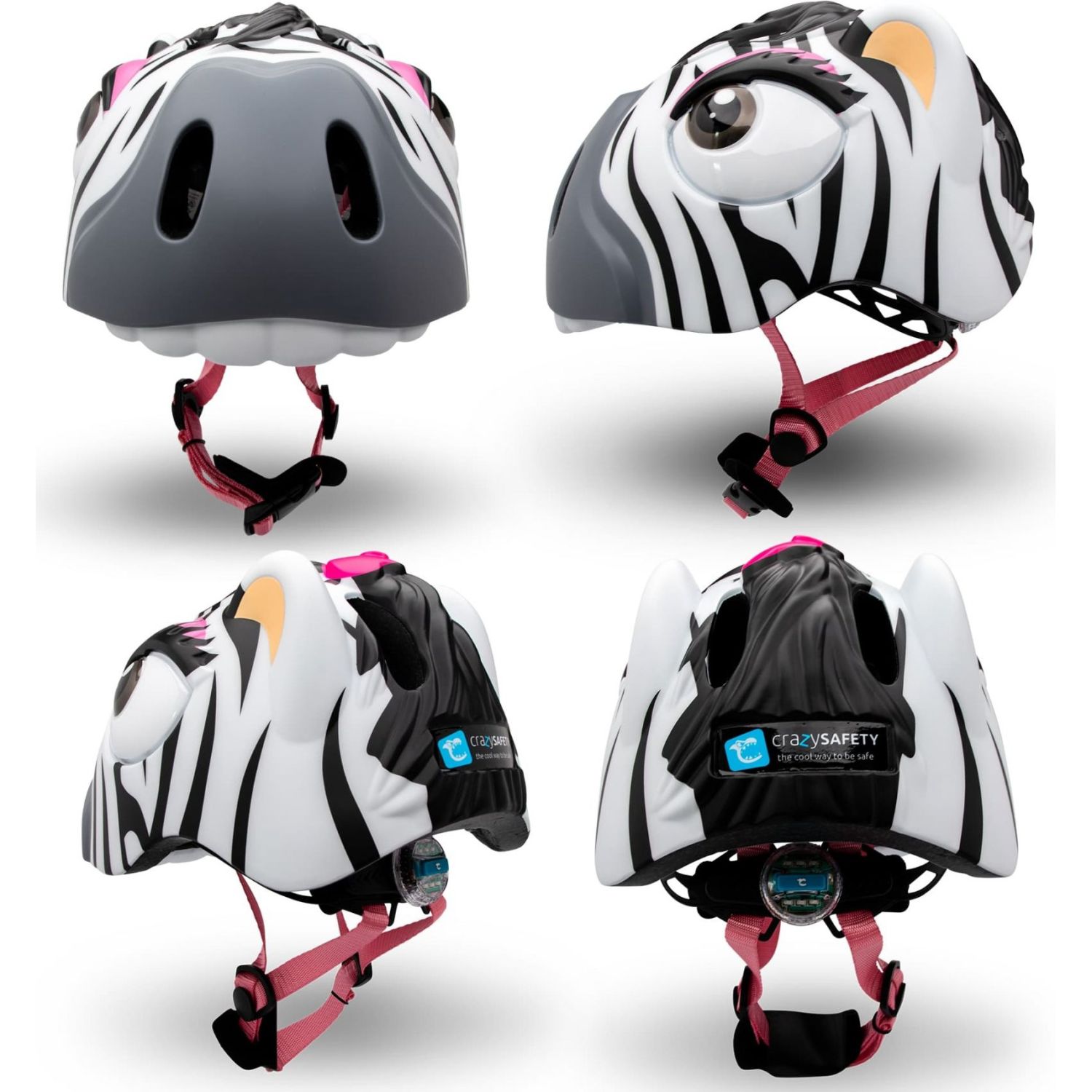 Crazy Safety Zebra, Sykkelhjelm, Junior, Black/White
