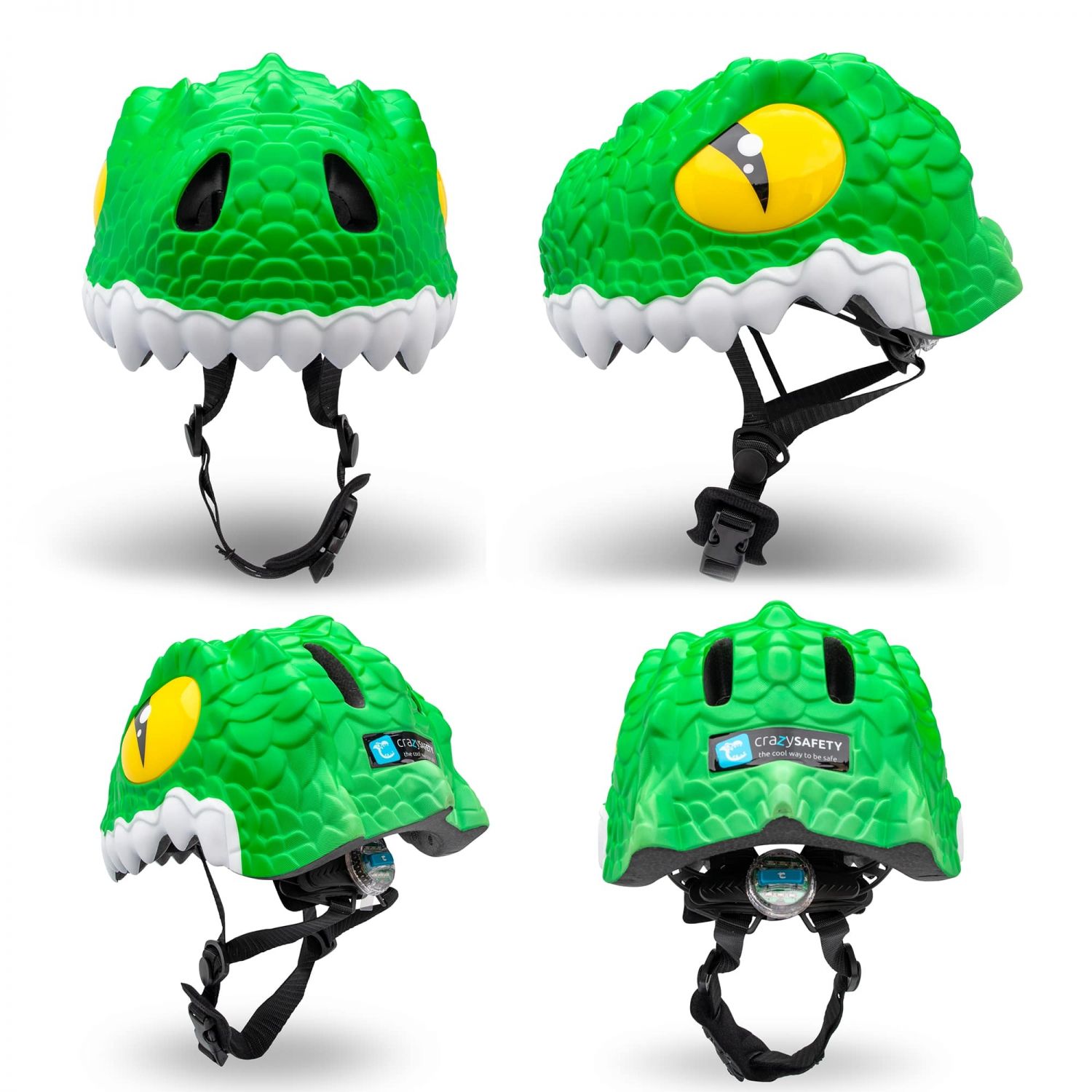 Crocodilo Crazy Safety, capacete para bicicleta, júnior, verde