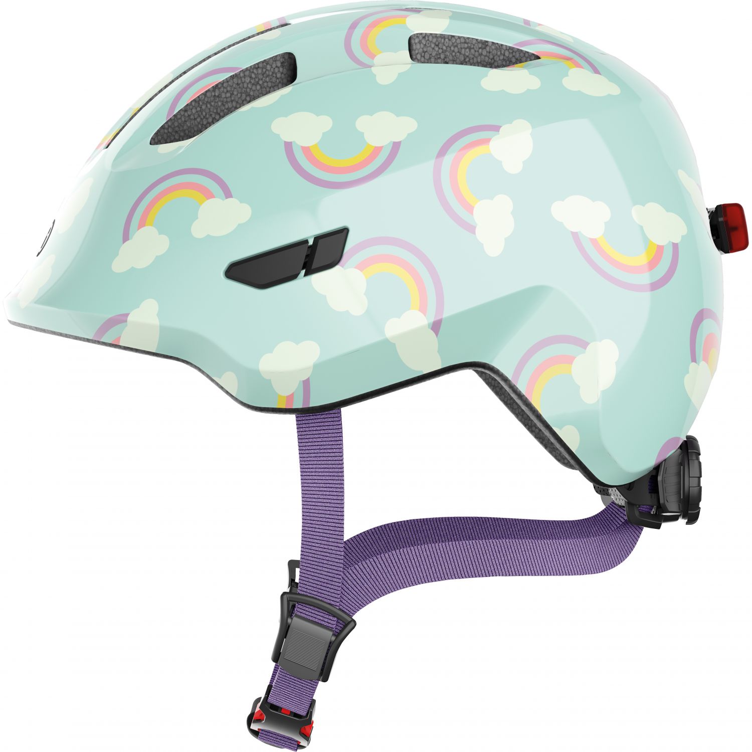 Cyklistická prilba Abus Smiley 3.0 LED, junior, modrá dúha