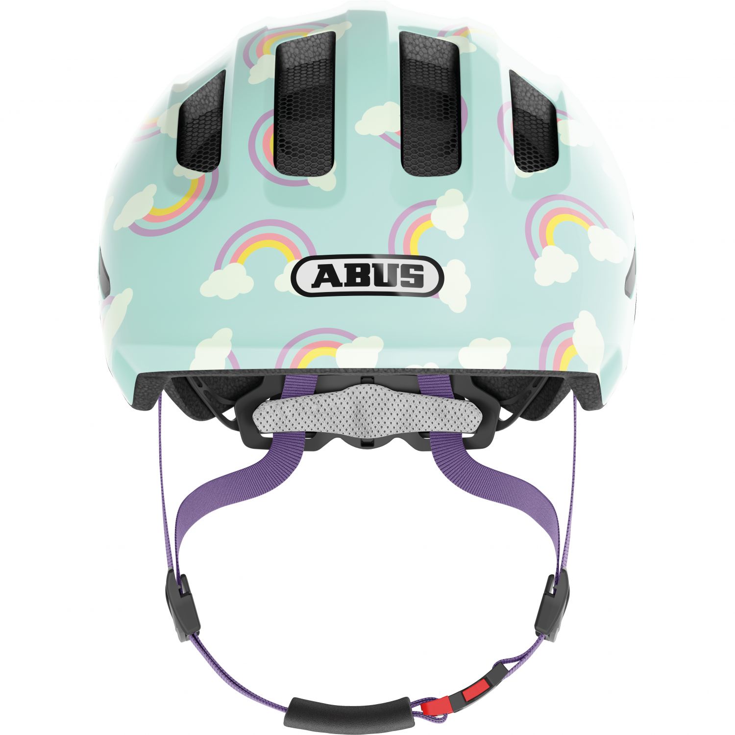 Cyklistická prilba Abus Smiley 3.0 LED, junior, modrá dúha