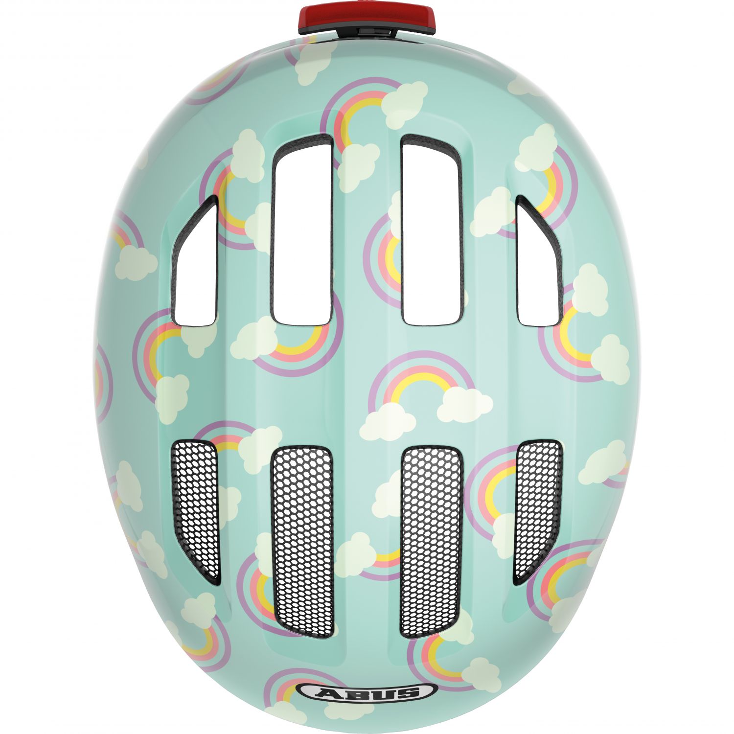 Cyklistická prilba Abus Smiley 3.0 LED, junior, modrá dúha
