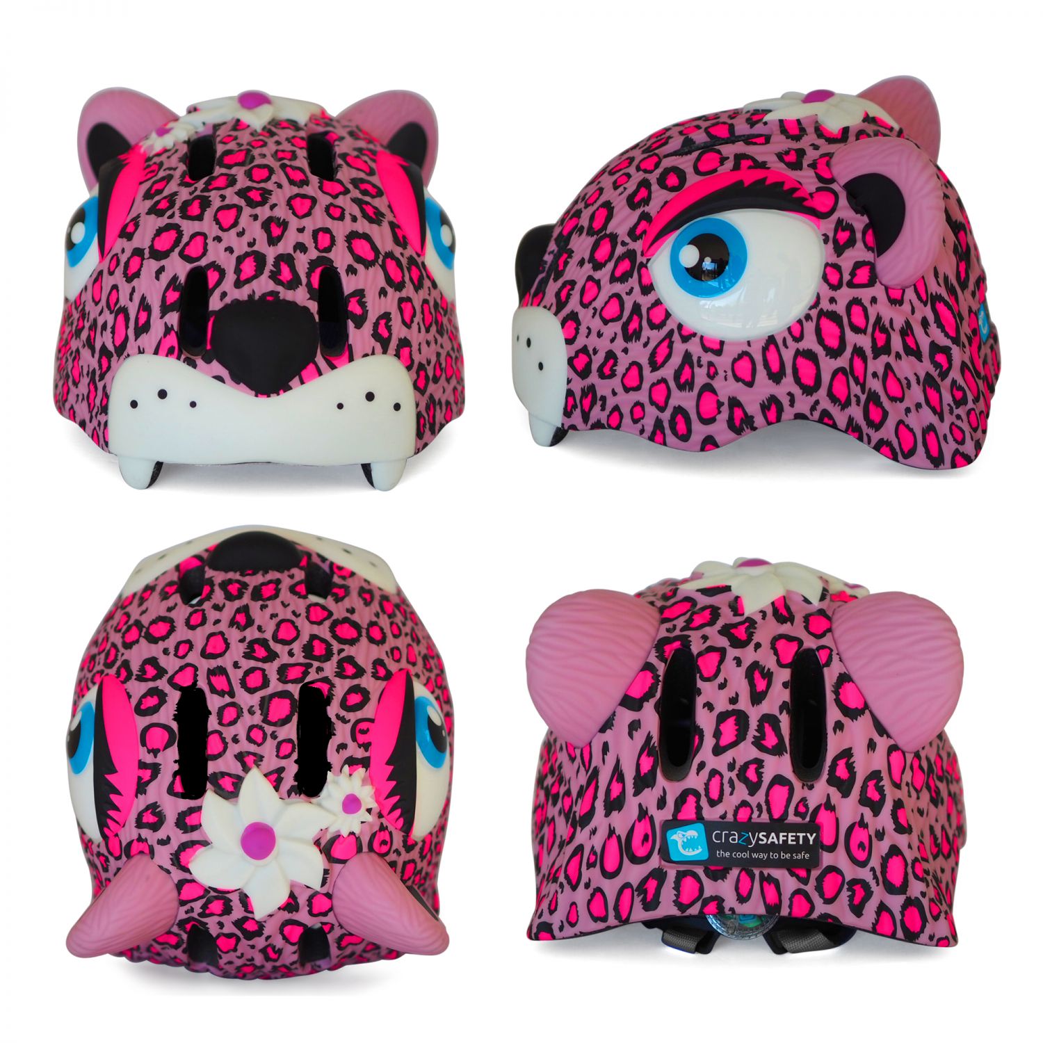 Cyklistická prilba Crazy Safety Leopard, junior, ružová