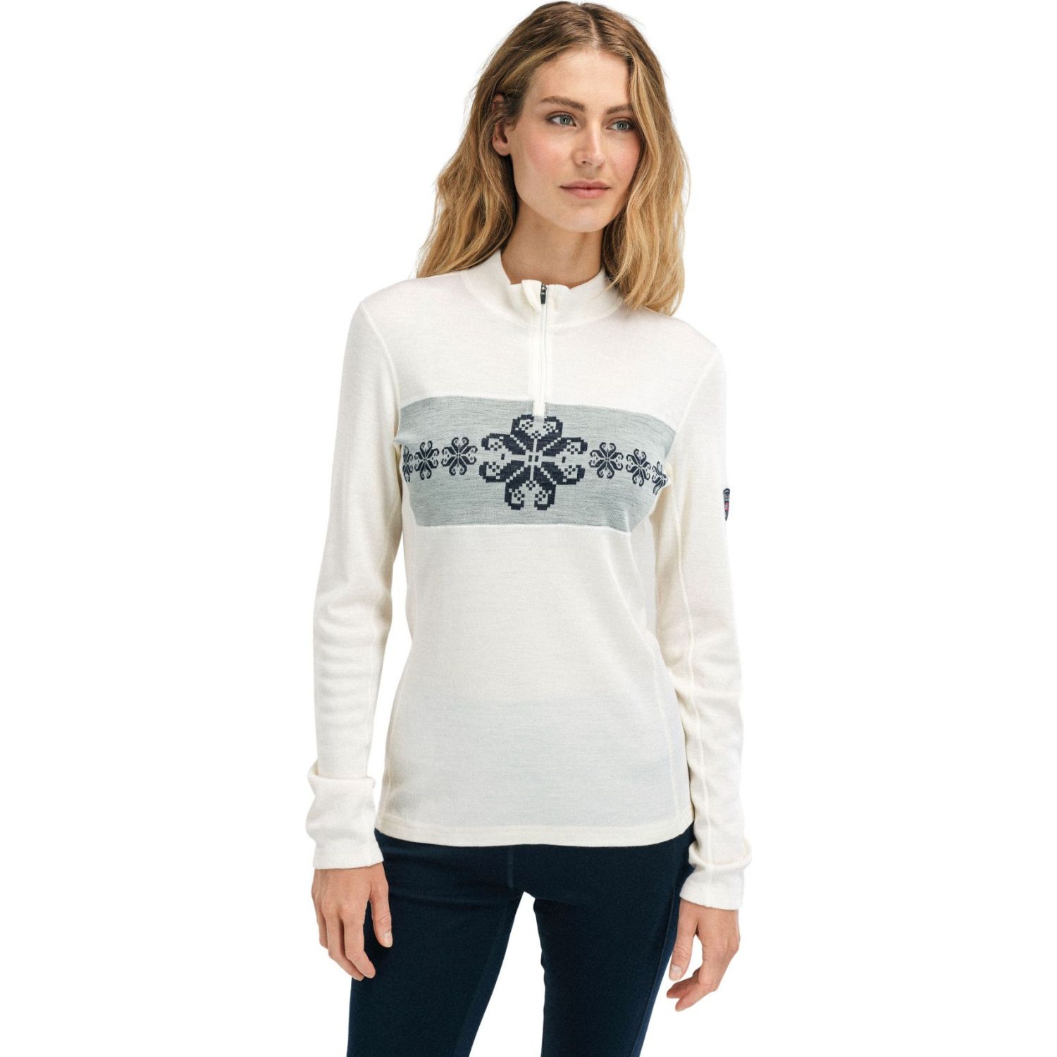 Dale of Norway Falkeberg Baselayer Half zip, intimo termico da sci, donna, bianco