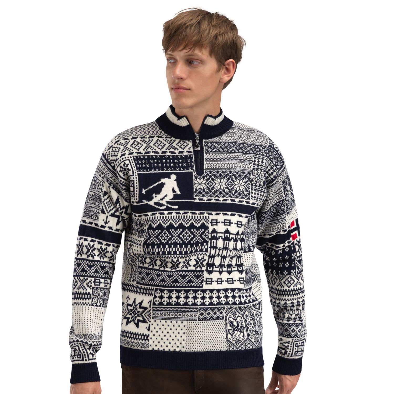 Dale of Norway History sweater, suéter de fleece, masculino, navy offwhite