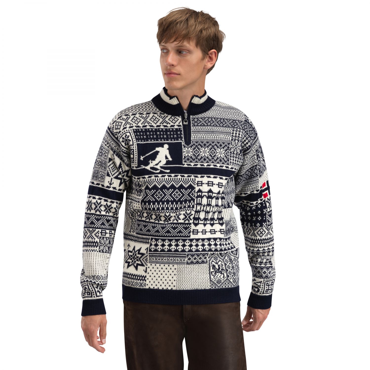 Dale of Norway History sweater, suéter de fleece, masculino, navy offwhite