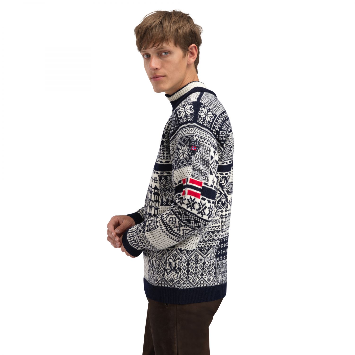 Dale of Norway History sweater, suéter de fleece, masculino, navy offwhite