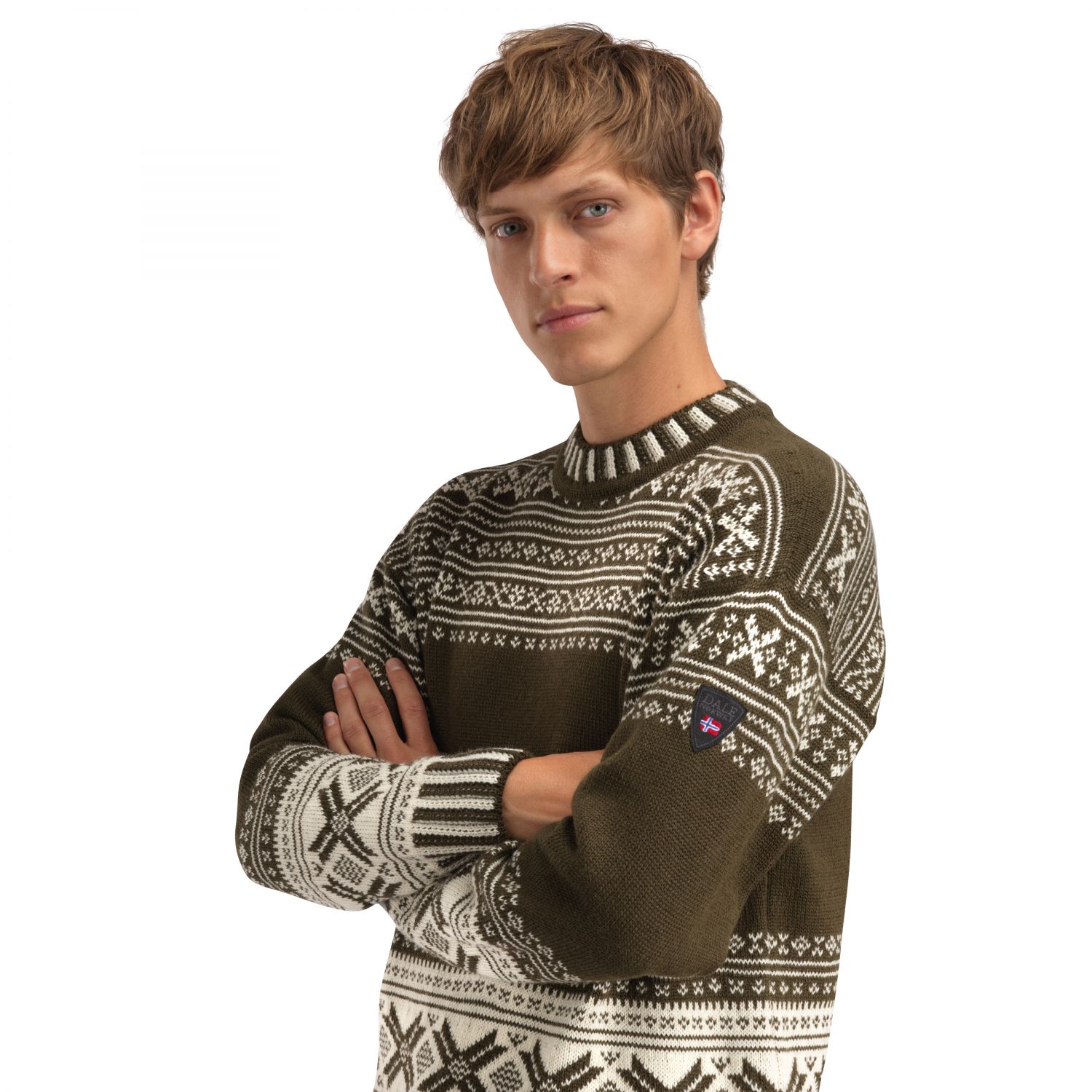 Dale of Norway Torridal Masc Sweater, suéter de fleece, masculino, verde militar
