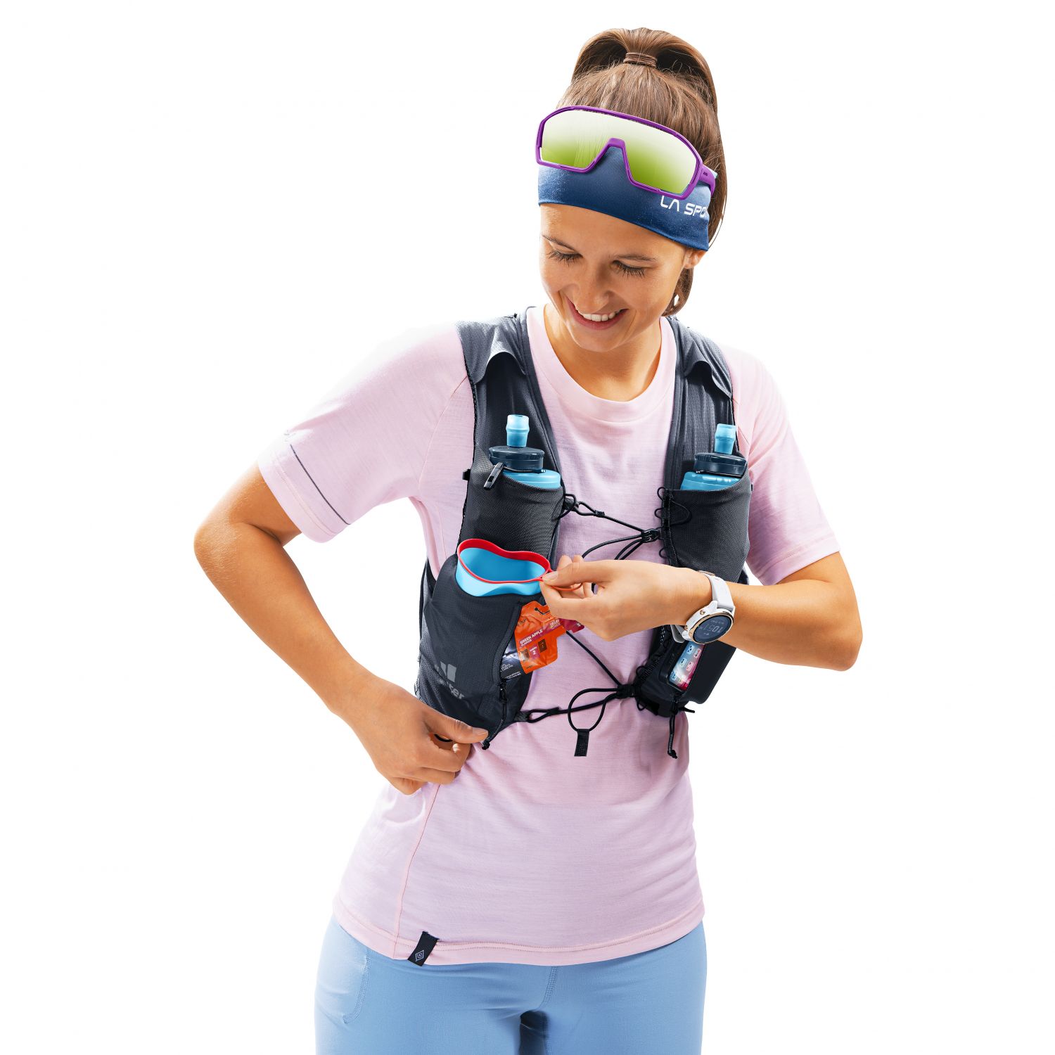 Deuter Traick 5 SL, bežecký batoh, dámsky, modrý