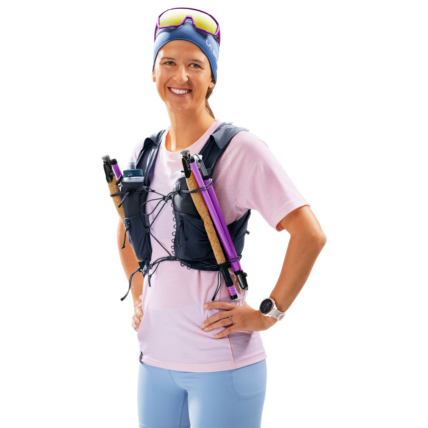 Deuter Traick 5 SL, mochila de corrida, feminina, azul