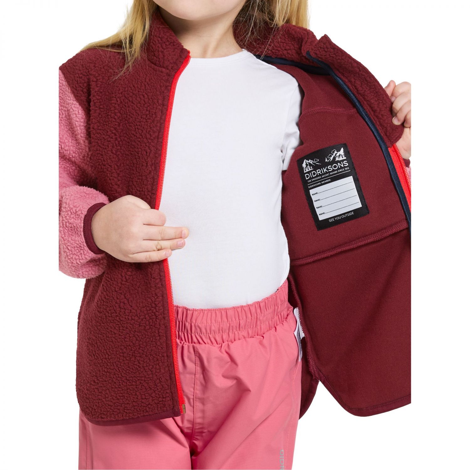Didriksons Anten, chaqueta polar, junior, rojo oscuro
