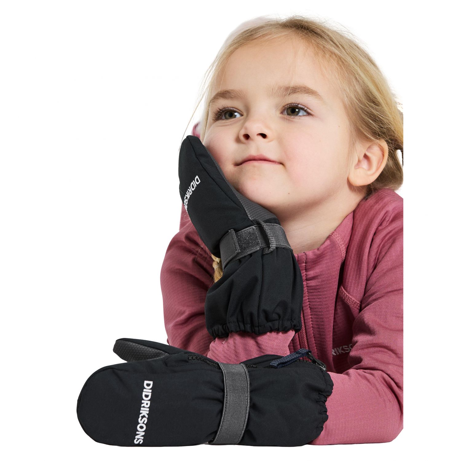 Didriksons Biggles Zip 9, moufles, enfants, noir