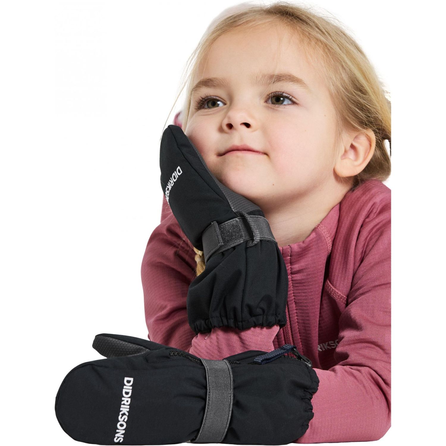 Didriksons Biggles Zip 9, moufles, enfants, noir