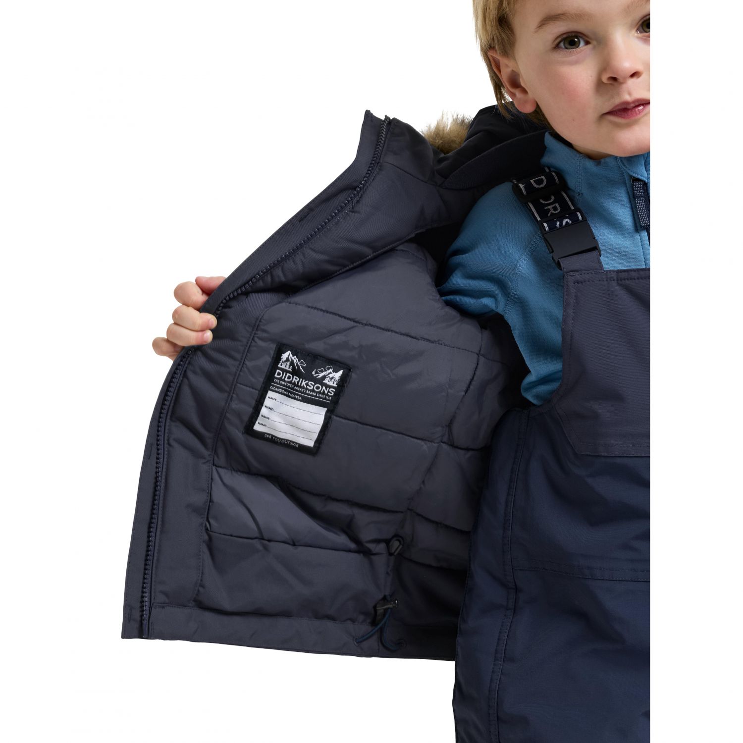 Didriksons Bjärven 5, parka, crianças, navy