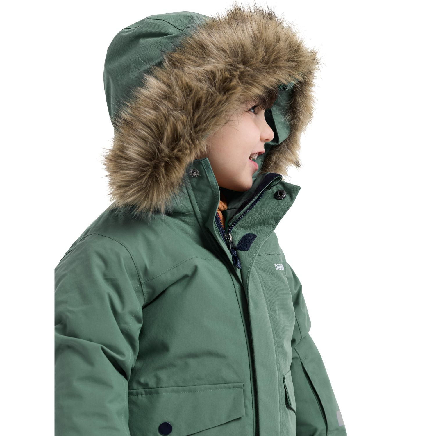 Didriksons Bjärven 5, parka, crianças, verde-escuro