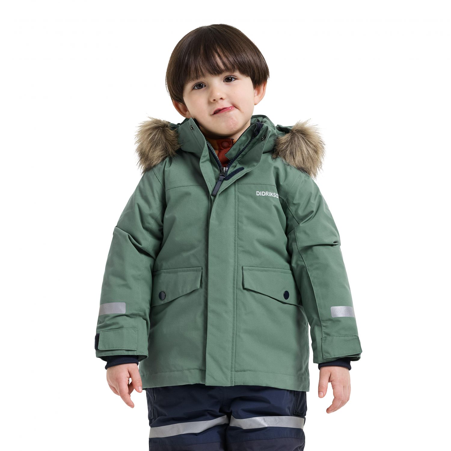 Didriksons Bjärven 5, parka, crianças, verde-escuro