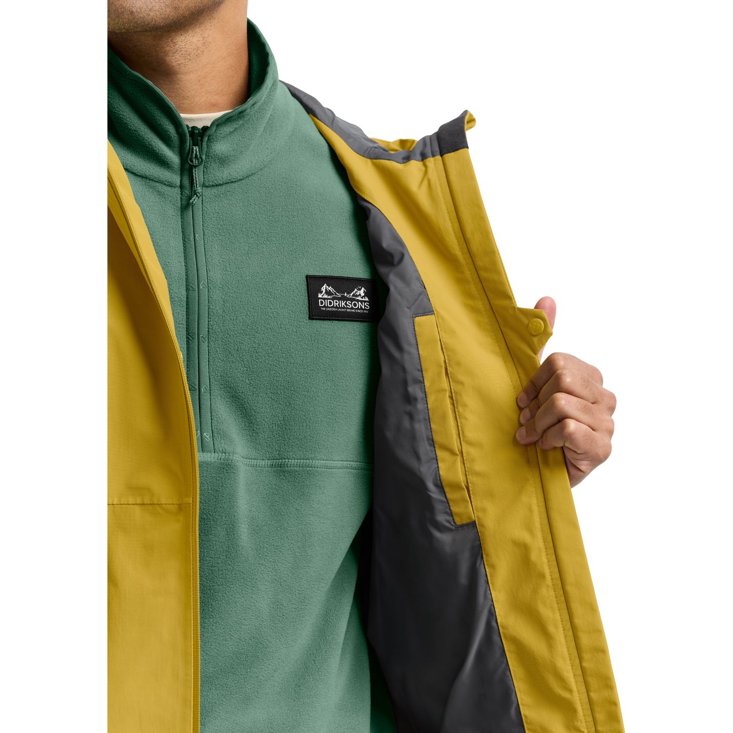 Didriksons Dario, rain jacket, men, yellow pollen