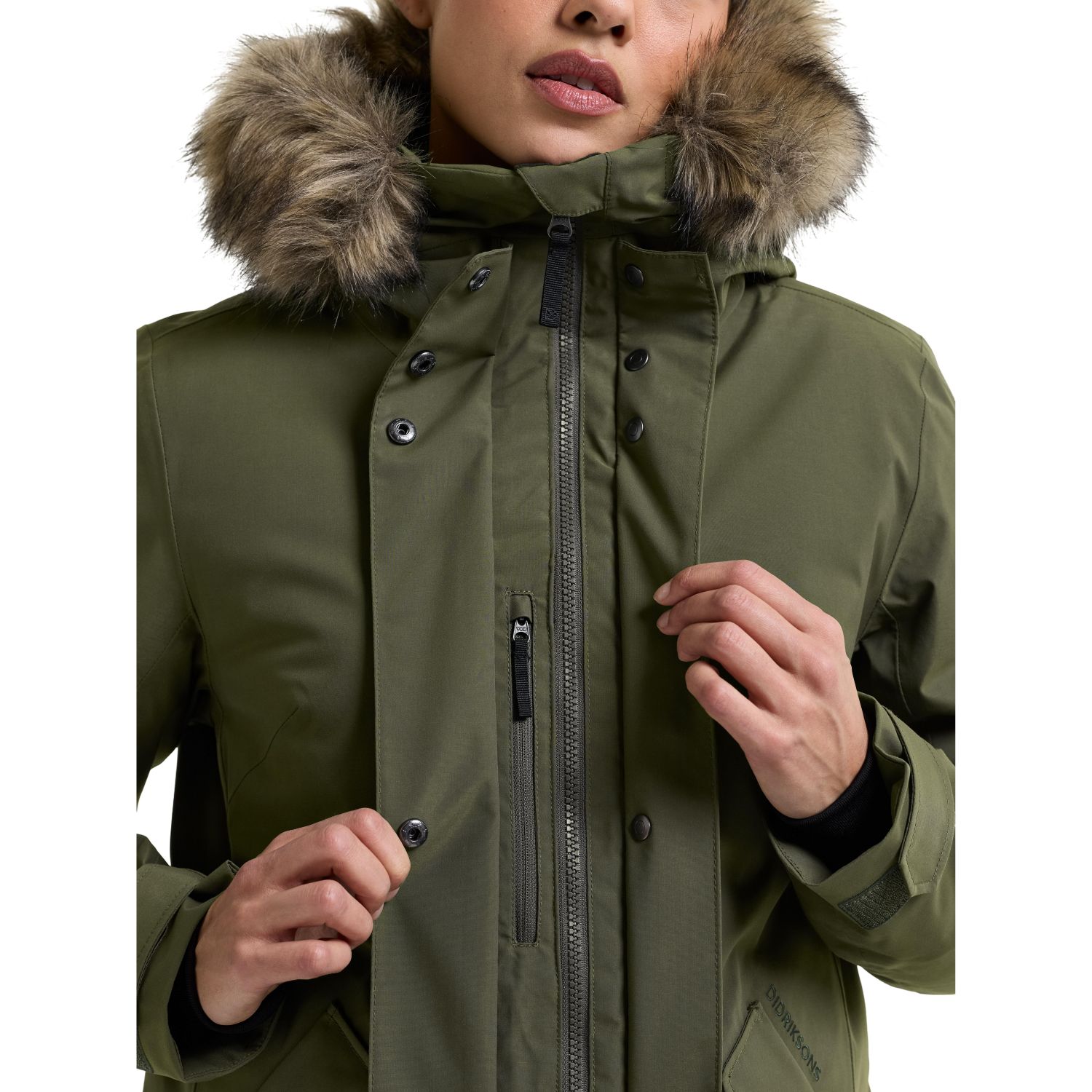 Didriksons Erna 2, parka, donna, verde scuro