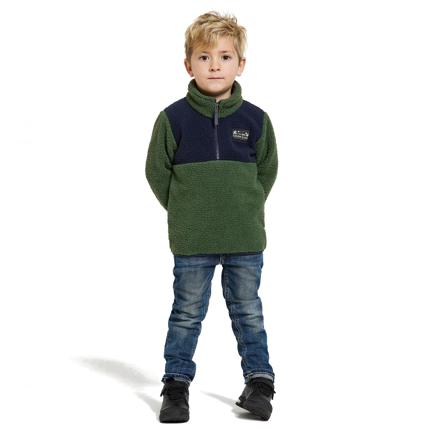 Didriksons Gosig, fleece trui, junior, donkergroen