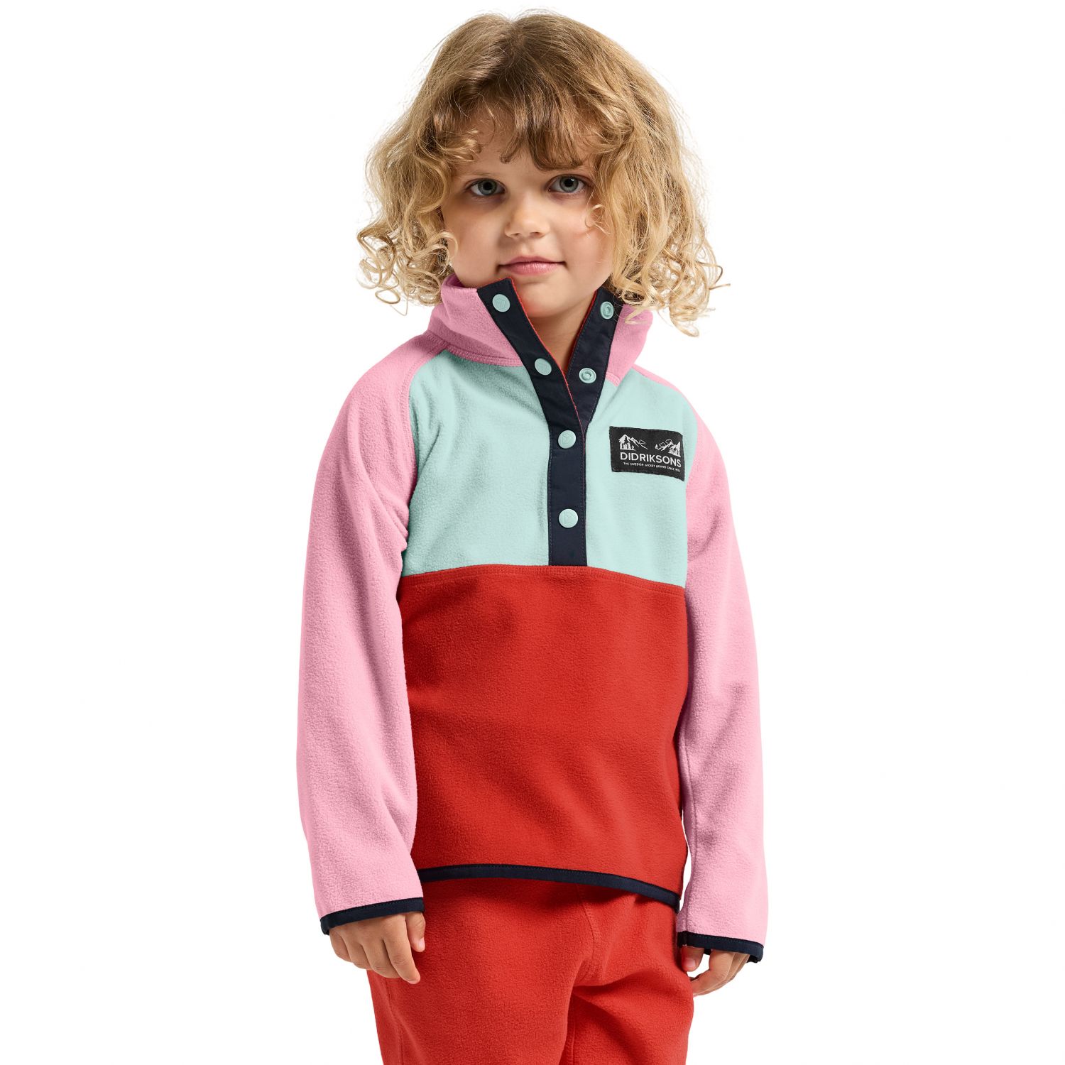 Didriksons Monte, camisola de lã, júnior, rosa/azul claro/laranja