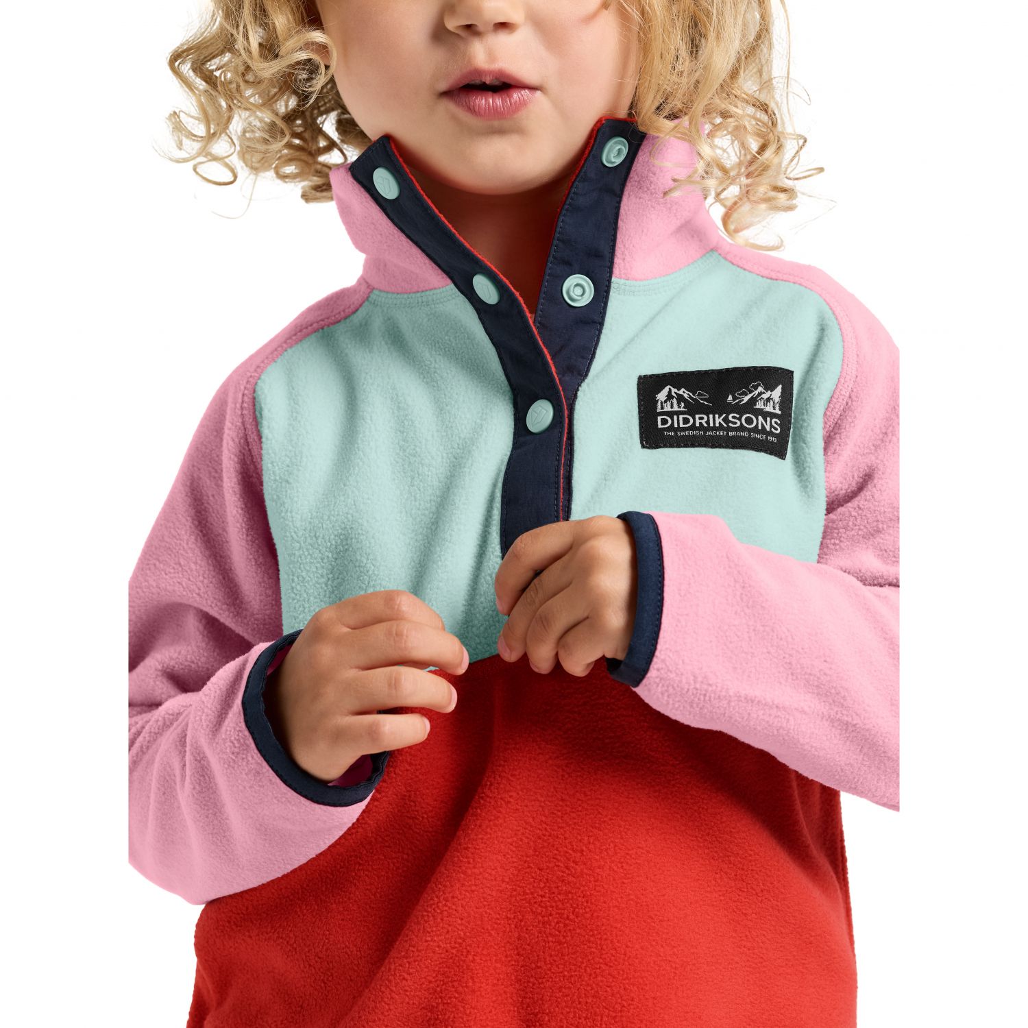 Didriksons Monte, camisola de lã, júnior, rosa/azul claro/laranja