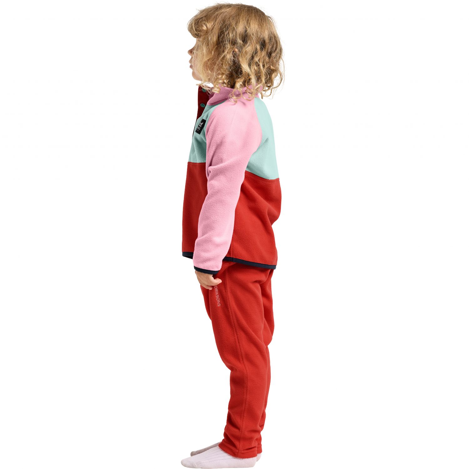 Didriksons Monte, felpa fleece, junior, rosa/azzurro/arancione