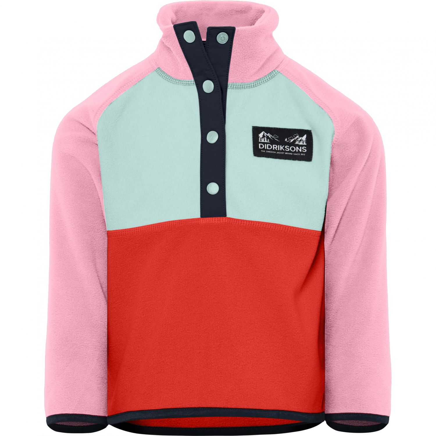 Didriksons Monte, pull polaire, junior, rose/bleu clair/orange