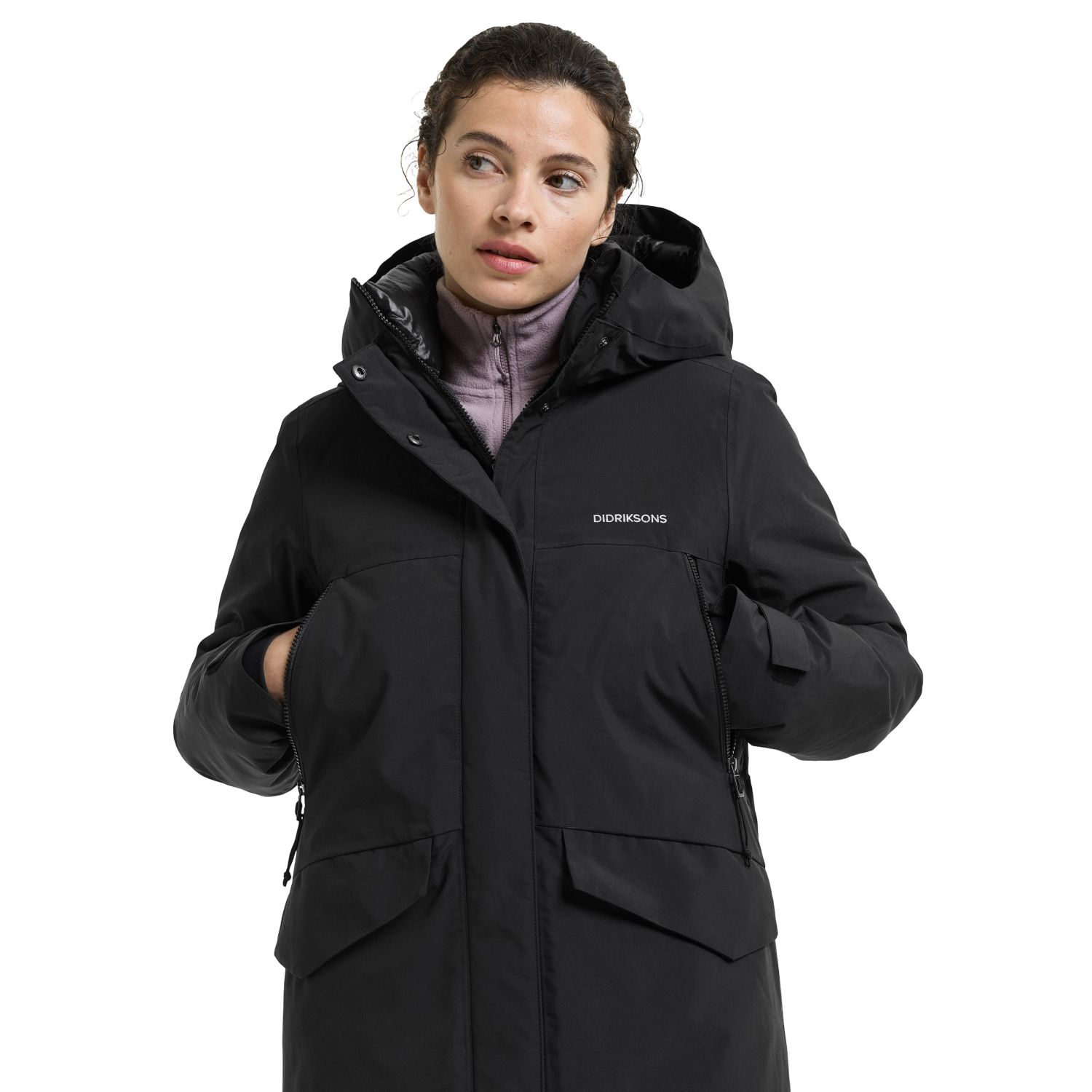 Didriksons Neja long, parka, dames, zwart