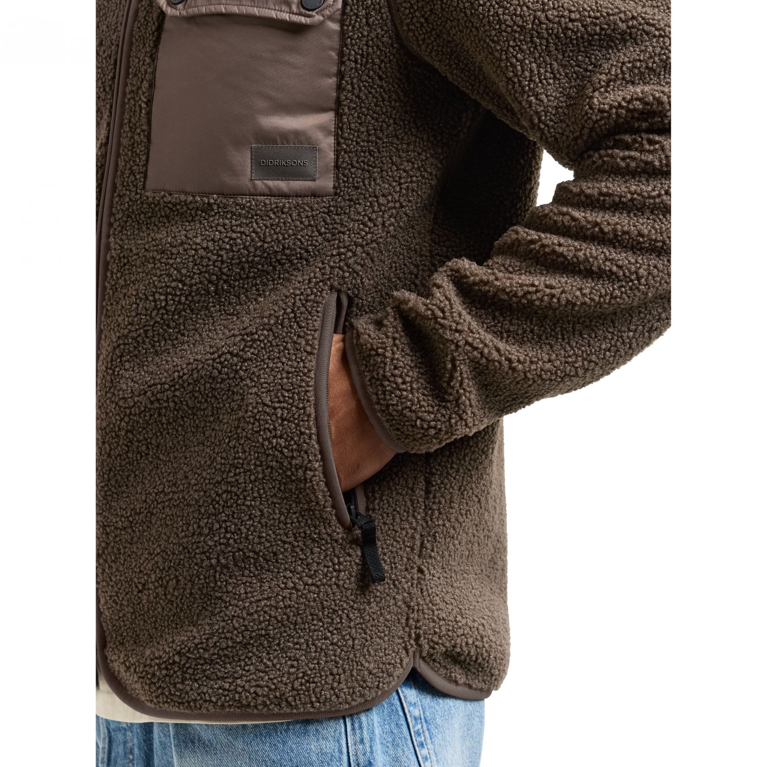 Didriksons Peter, fleece jacket, men, dark mocha