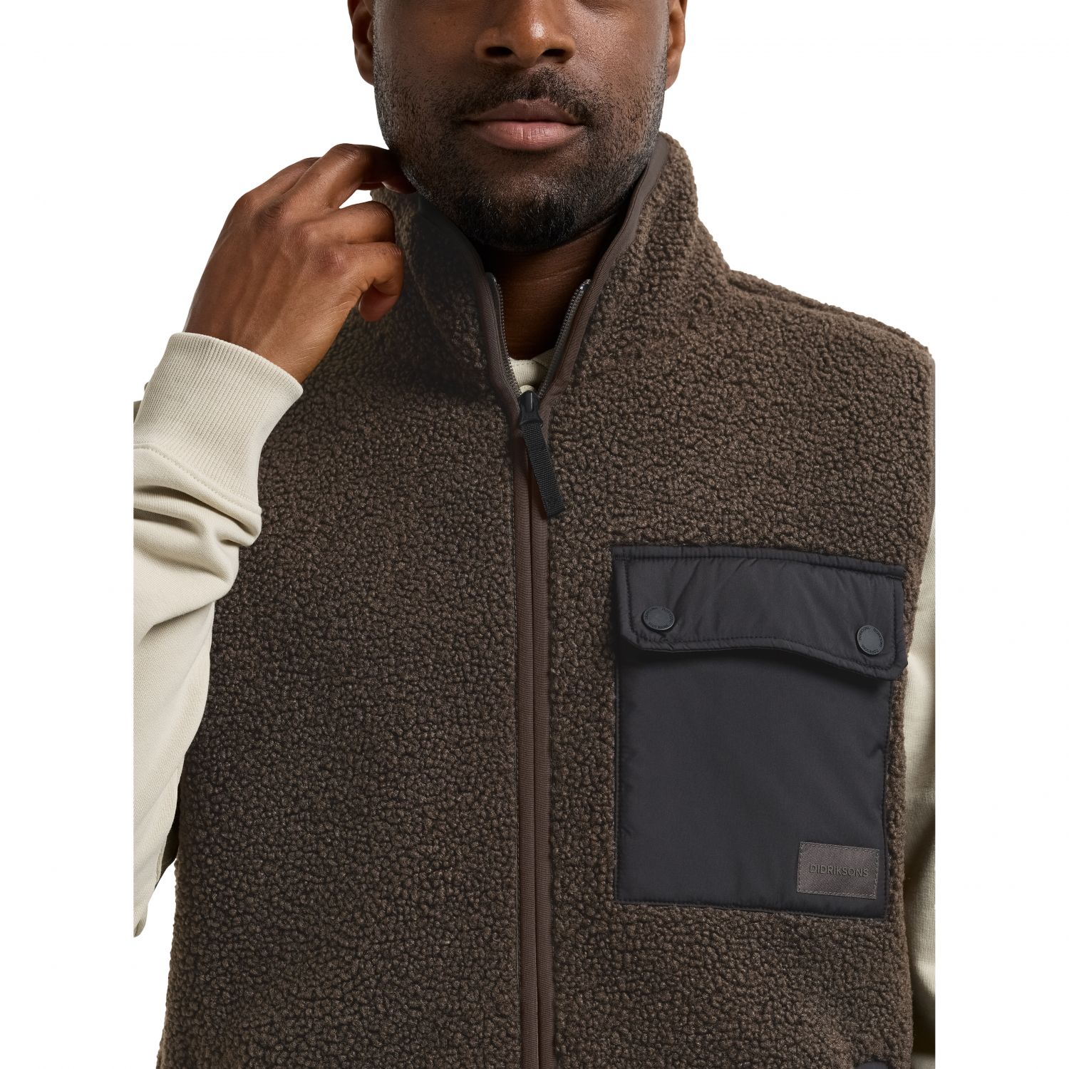 Didriksons Rasmus, chaleco polar, hombre, dark mocha