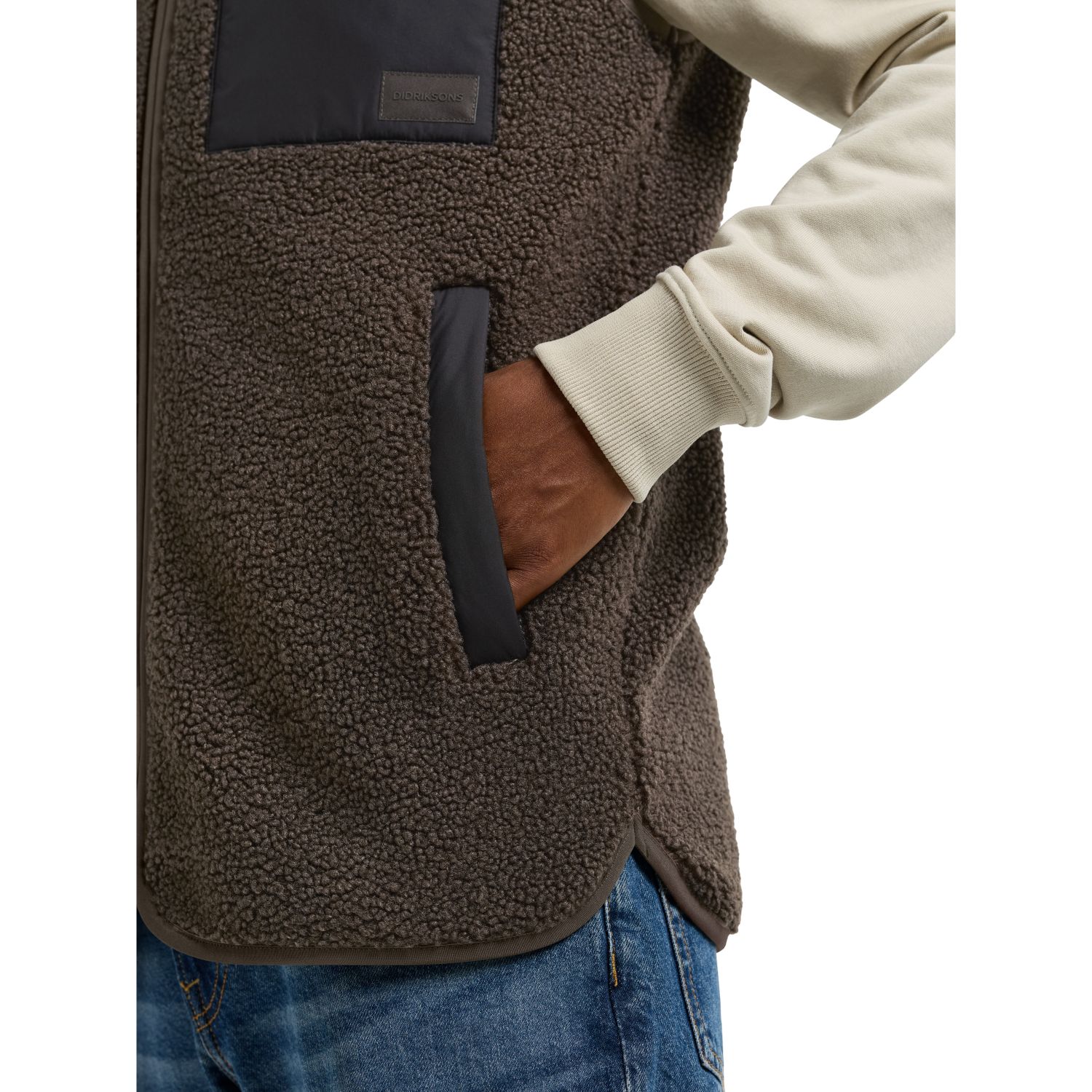 Didriksons Rasmus, fleece vest, men, dark mocha
