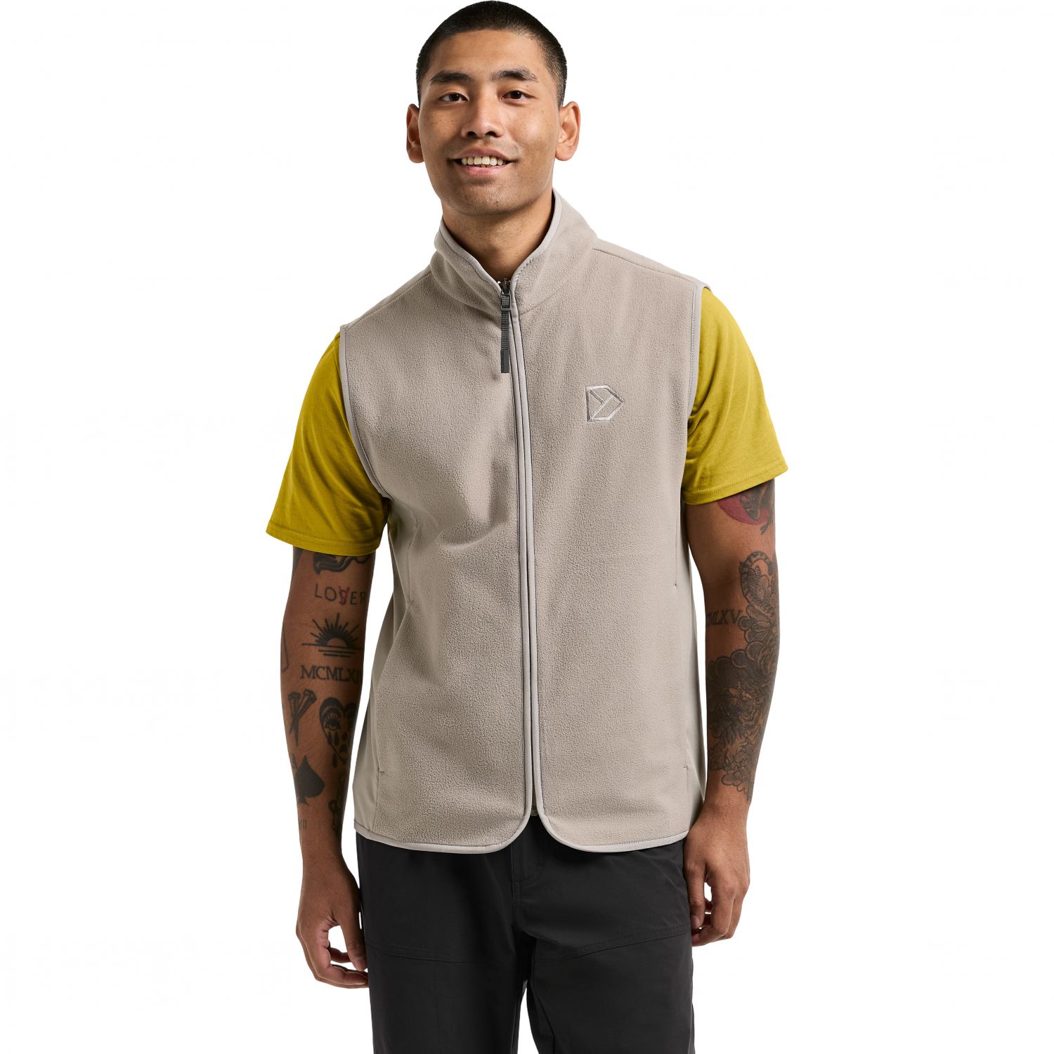 Didriksons Tino, fleece vest, men, ash brown