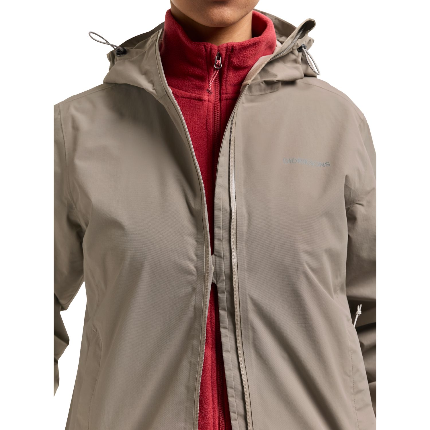 Didriksons Varja, rain jacket, women, ash brown