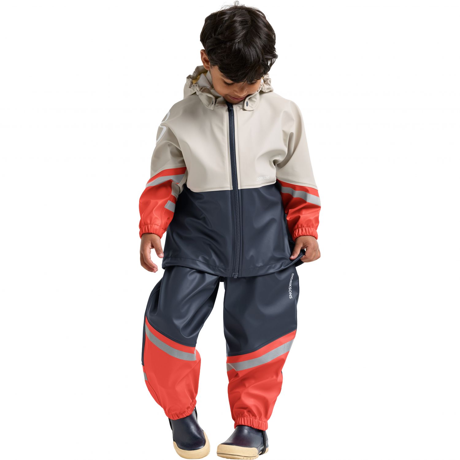 Didriksons Waterman, conjunto impermeable, junior, beige/azul oscuro