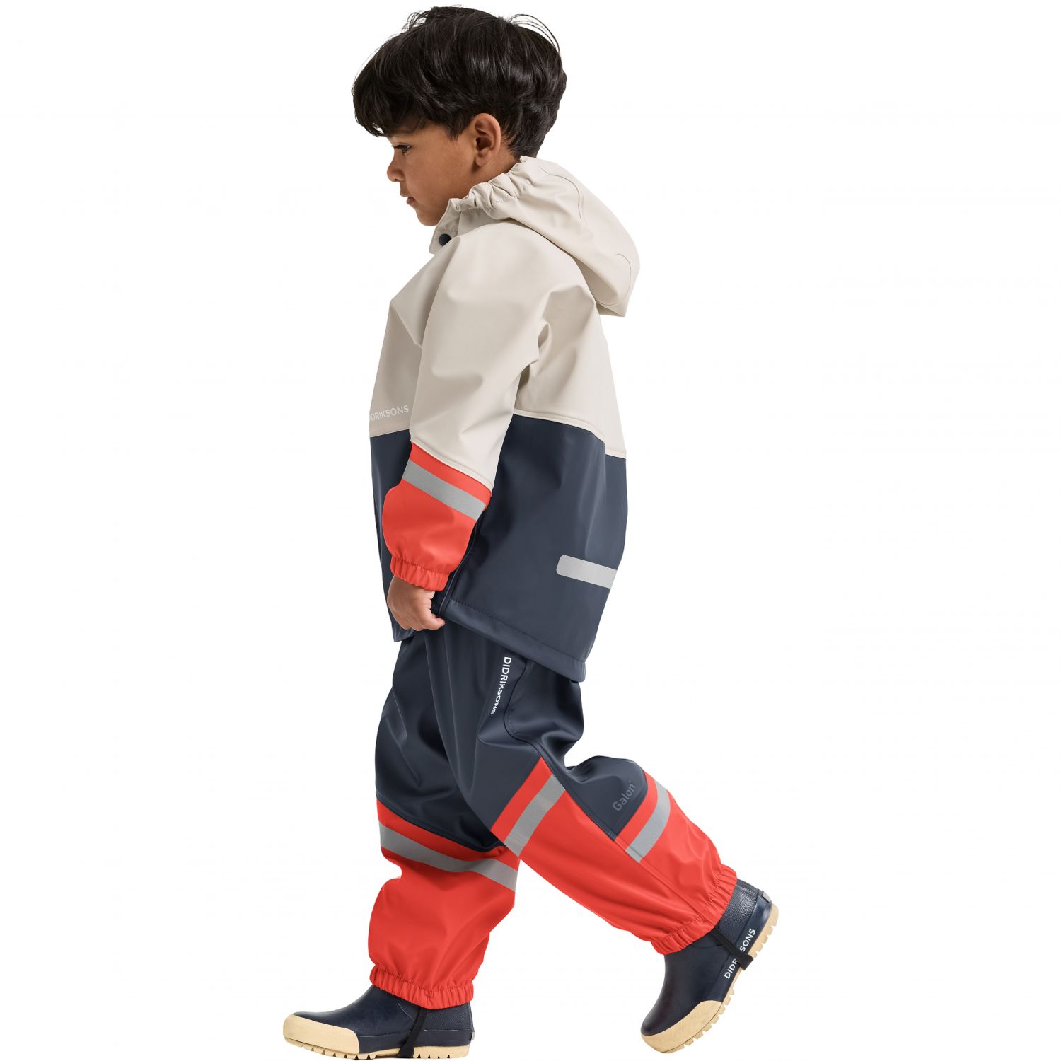 Didriksons Waterman, ensemble de pluie, junior, beige/bleu foncé