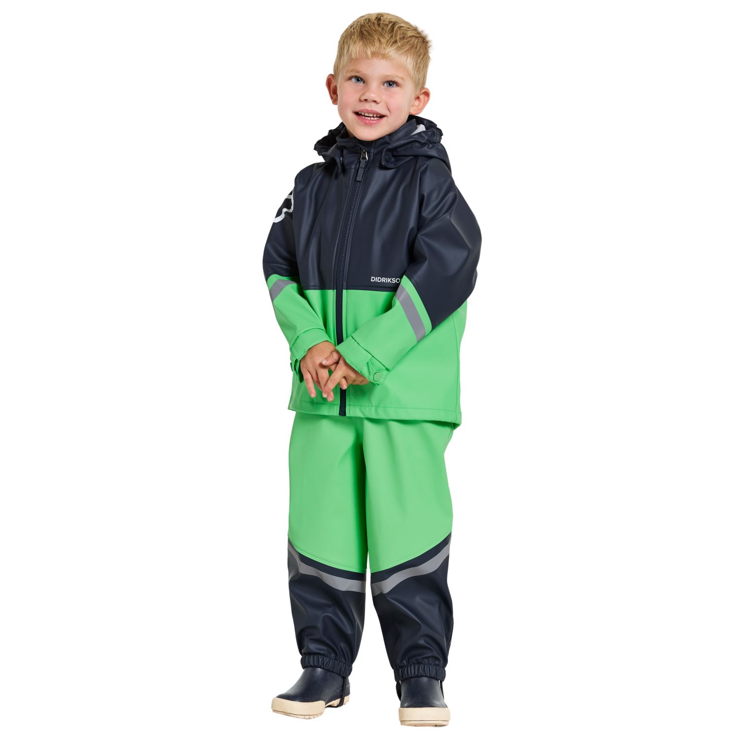 Didriksons Waterman, traje de lluvia, junior, azul marino/verde