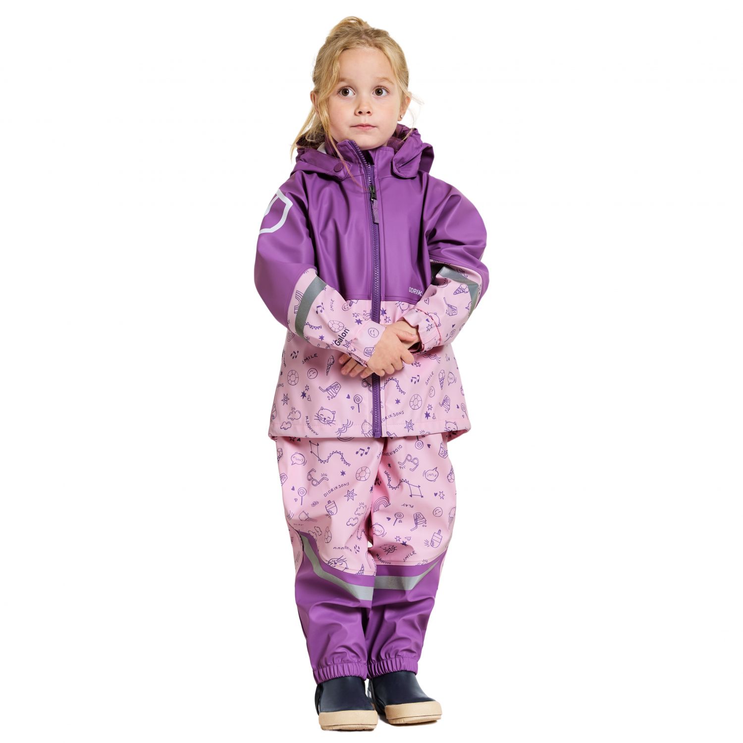 Didriksons Waterman, traje de lluvia, junior, morado/rosa
